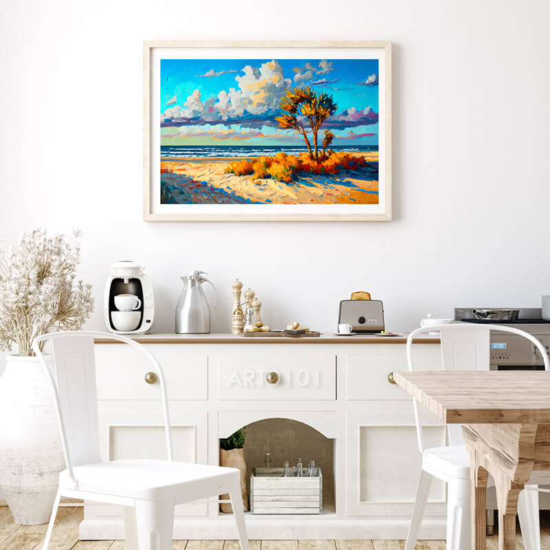 Beach 70s - Digital Painting - Pintura Digital - Digitale Zeichnung -  Pittura Digitale | Art Board Print